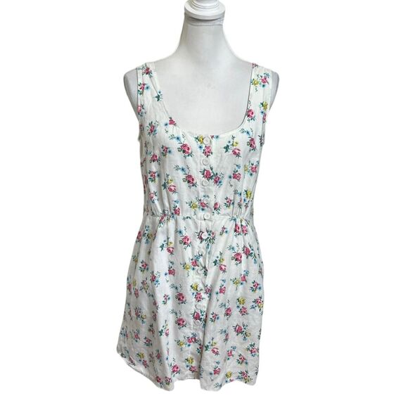 Emilia Wickstead Kirk Mini Dress Women’s Size 10 White Floral Linen d - Picture 2 of 14